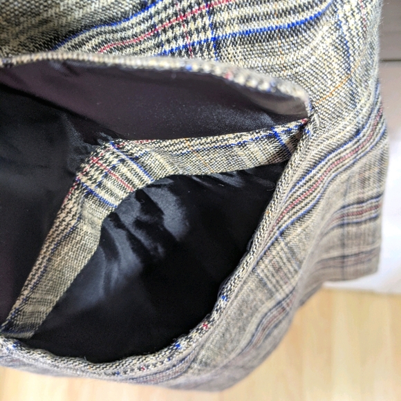 Oversized Plaid Shawl Collar Flap Detail Blazer - S - Picture 5 of 9